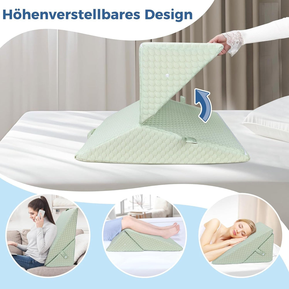 INFANZIA Pernă cu pană reglabilă, pernă de citit din spumă de înaltă densitate pentru pat și canapea, pernă ergonomică pentru cap cu pană de pat pentru apnee de reflux în somn, pernă pentru picioare/pernă pentru spate pentru joacă și citit (verde)