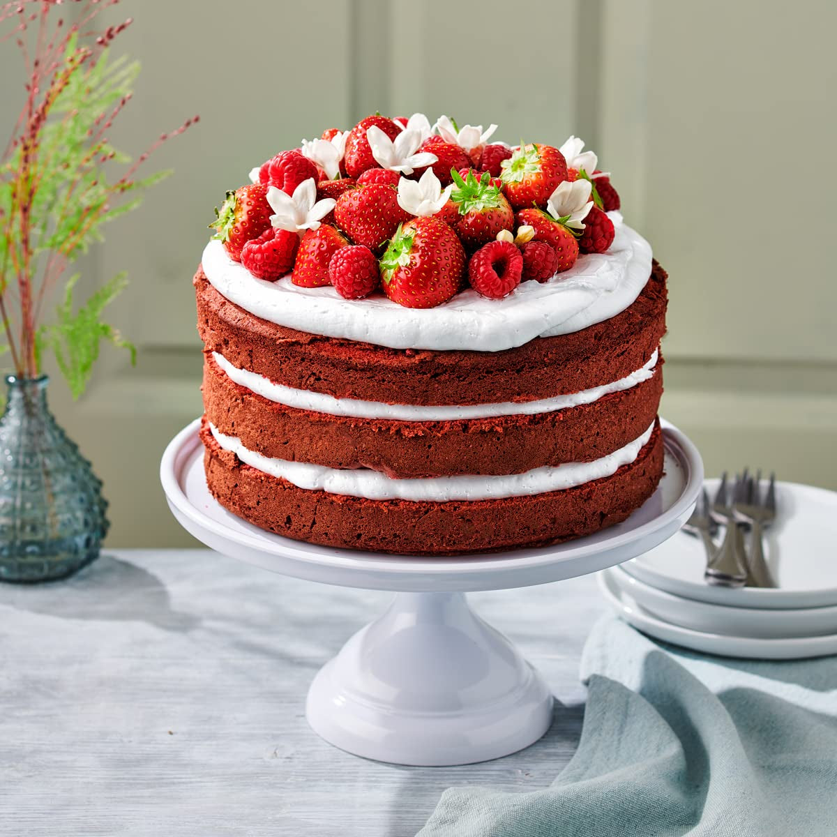 Funcakes Mix Für Red Velvet Cake, Glutenfrei: Einfach Zu Berübenen, Schön Weicher Und Fluffiger Kuchen Mit Leichtem Schokoladengeschmack, Perfekte Rote Farbe, 400G Mix zum Backen und Kochen Naty Shop
