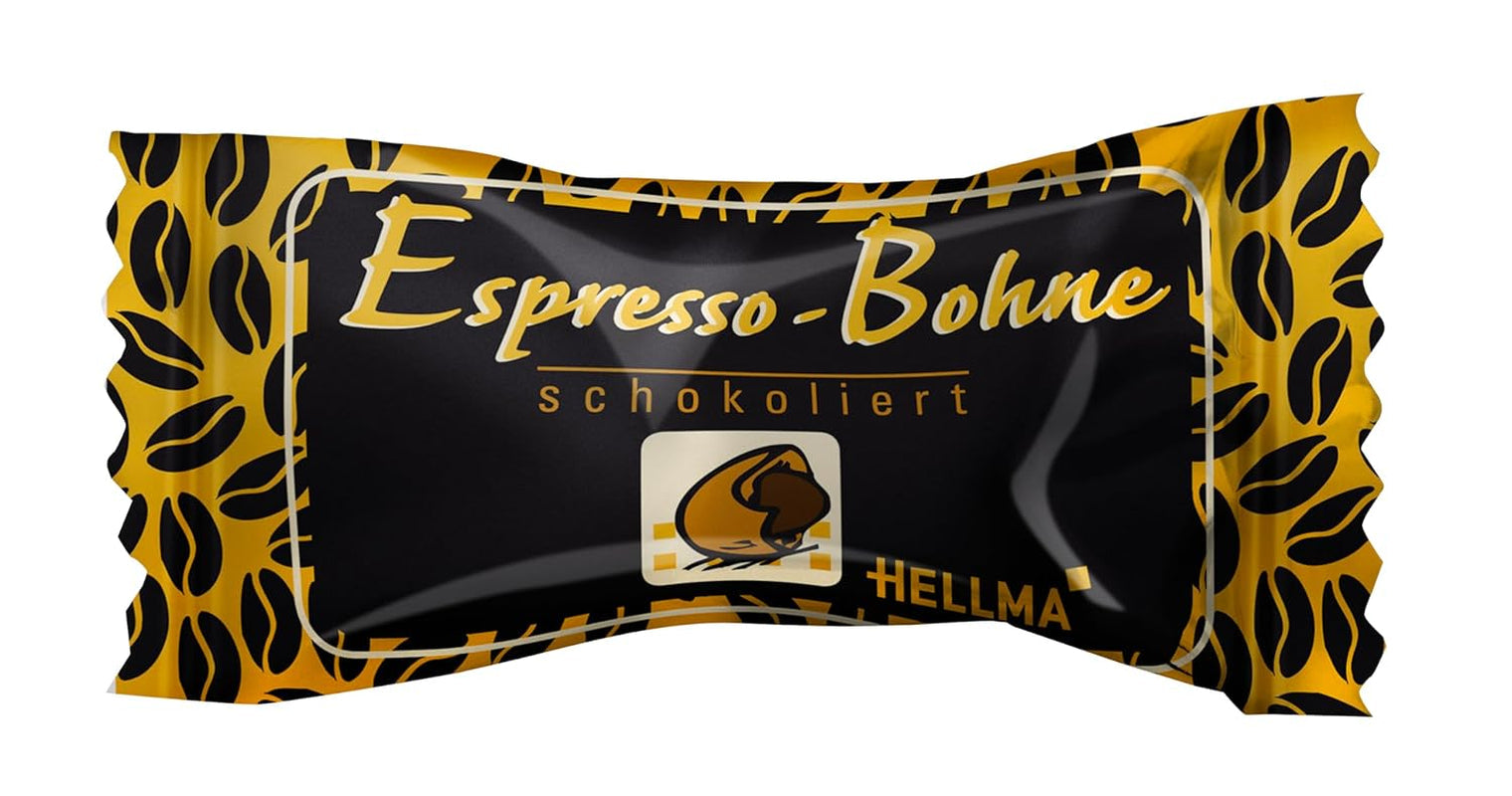 Boabe de espresso Hellma în ciocolată neagră - 40 de boabe acoperite individual cu ciocolată - 1,1 g fiecare - Cutie de depozitare - pentru cafenele și restaurante