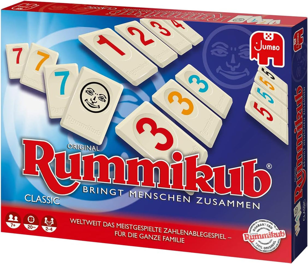 Jumbo Spiele Original Rummikub Classic - der Spieleklassiker unter den Gesellschaftsspielen - für Erwachsene und Kinder ab 7 Jahren JUM17571 Mehrfarbig 2,7 x 3,7 cm