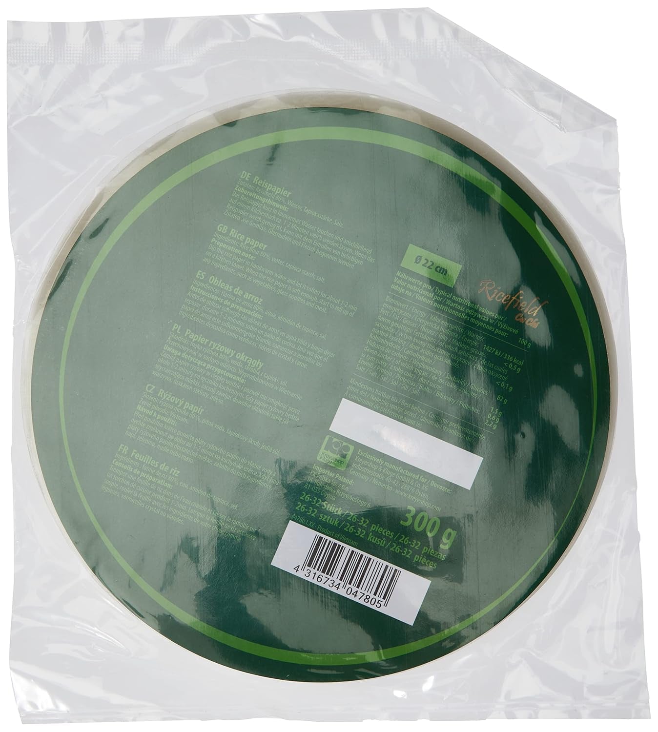 Ricefield Reispapier, rund, 22 cm, 1 Packung (300 g)