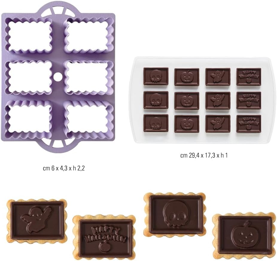 0255158 Set de fursecuri cu ciocolată pentru Halloween Gheare de ciocolată, fabricate din plastic, pentru realizarea ușoară a fursecurilor cu farfurie de ciocolată personalizată, pachet de 2.