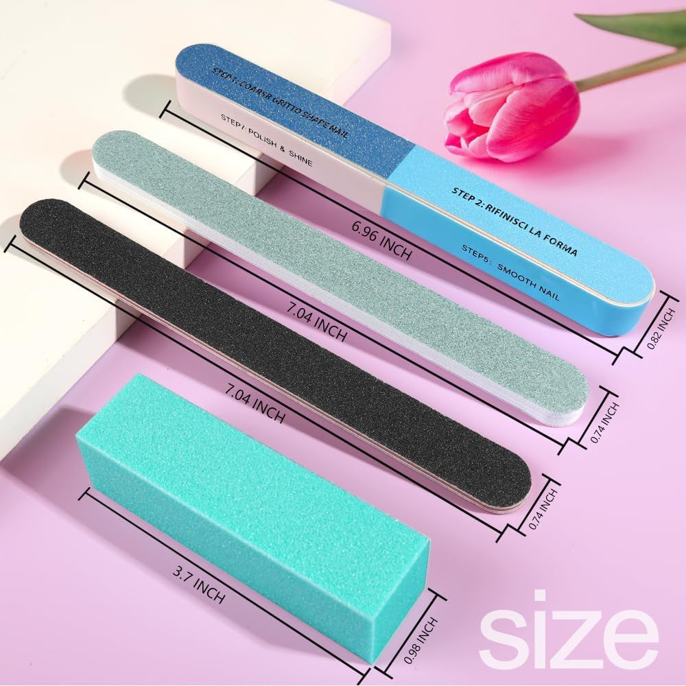 FANDAMEI 20 Stücke Buffer Für Nägel, Nagelfeilen Für Gelnägel, Profi Nagelfeile 100/180, Polierfeile Fingernägel, Feilen Für Gelnägel, Maniküre & Pediküre Set