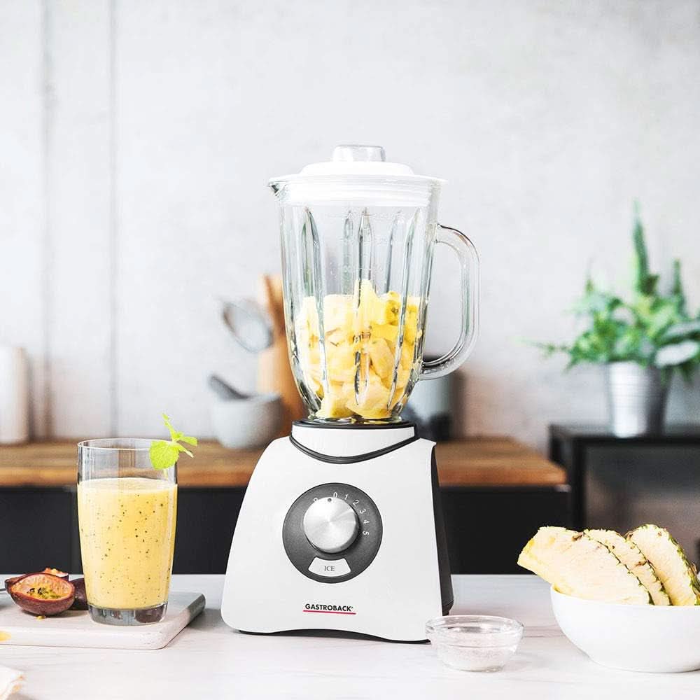 Gastroback 40898 Vital Basic, Mit integrierter Ice-Crush-Funktion, Leistungsstarker 600-Watt-Motormixer, Kunststoff, 1,5 Liter, Weiß Kitchen Naty Shop