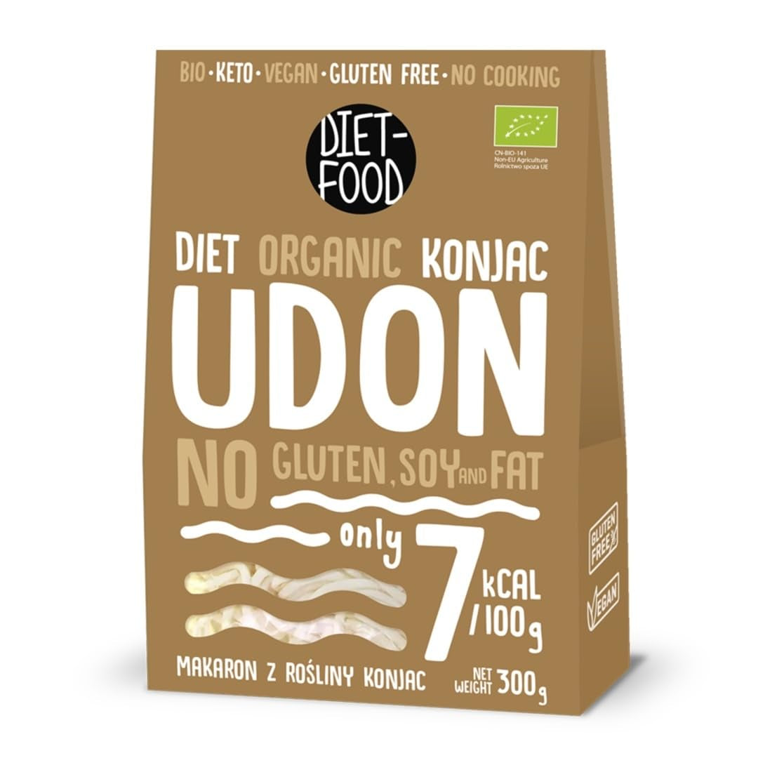 Udon Shirataki Konjac Nudeln Bio 385g – Kalorienarm, glutenfrei, vegan – aus Konjakwurzel, reich an Ballaststoffen DIÄT-FOOD
