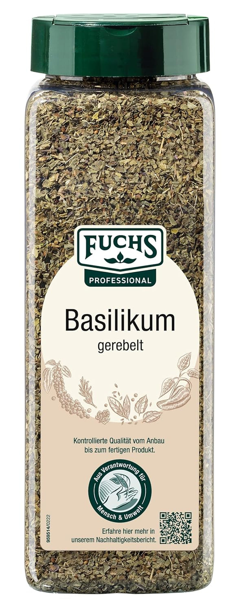- Basilikum gerebelt | Mediterranes Gewürzkraut für Großverbraucher | Mit praktischem Streuaufsatz | 150 g im großen Streuer