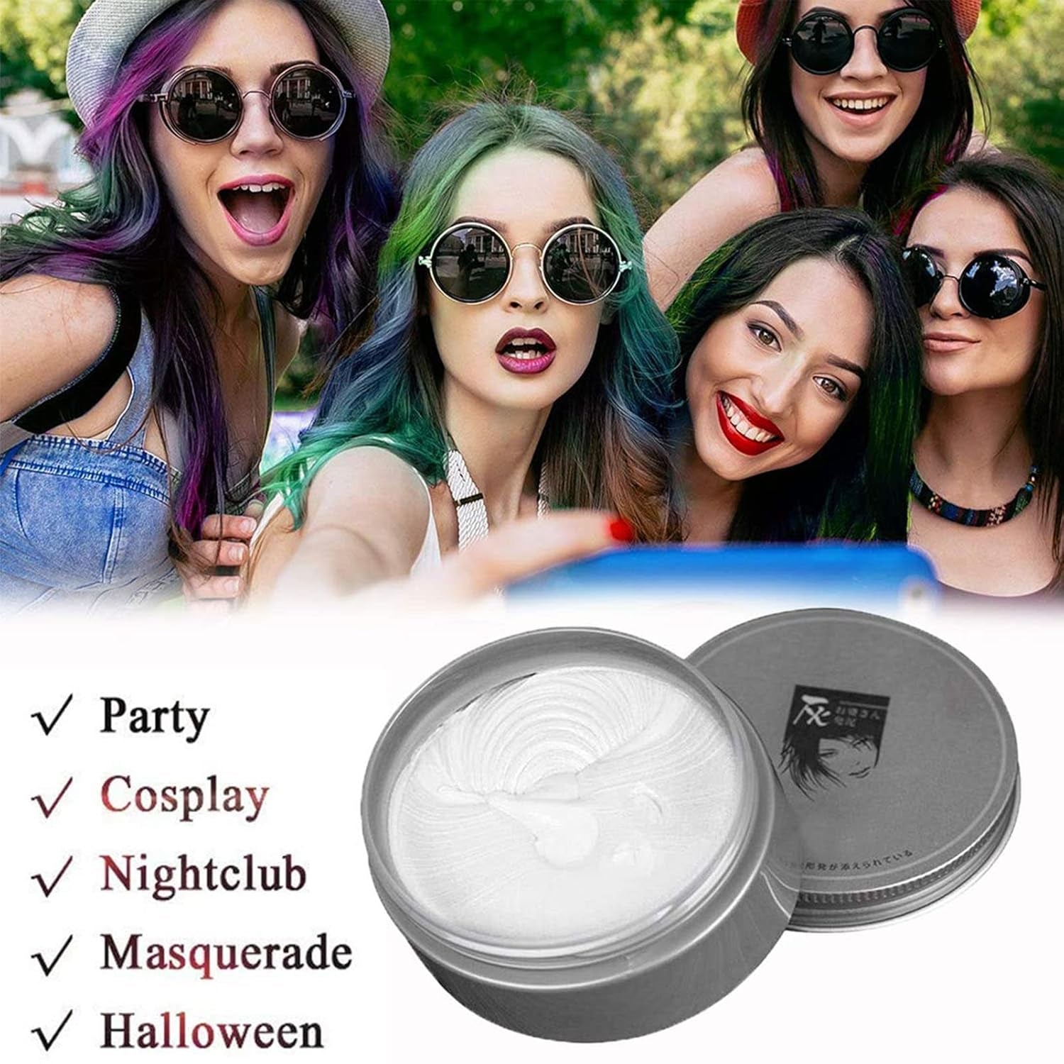 Vopsea de păr temporară Vopsea de păr nepermanentă Vopsea de păr DIY Ceară noroi Lavabilă Crema de vopsit păr colorat pentru petrecere Cosplay Halloween (alb) Vopsea pentru par Naty Shop