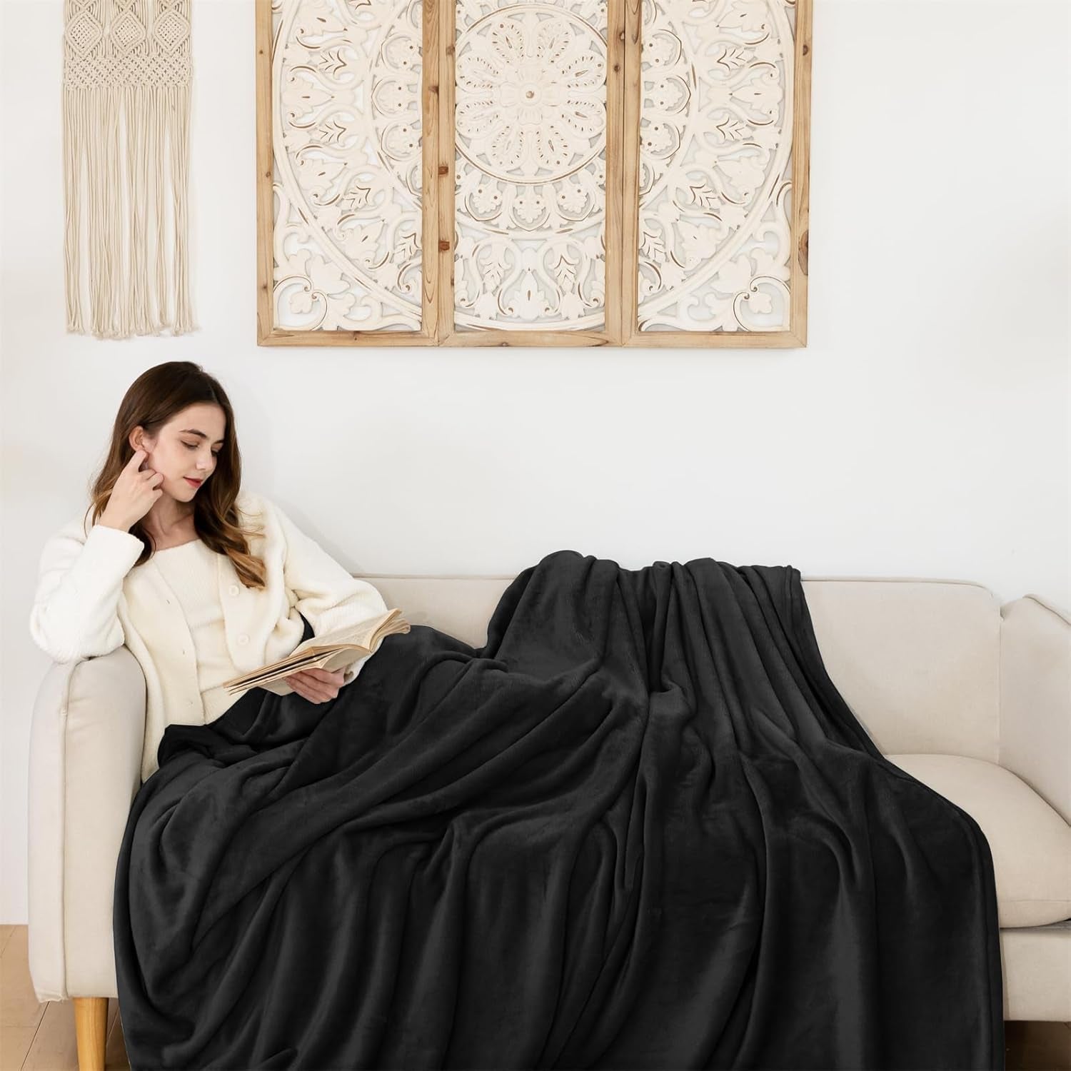 Good Nite kuschelige Decke, flauschige Decke, Bettdecke, Sofadecke, XL, Wohndecke, Fleecedecke, 150 x 200 cm, Schwarz, weiche warme Decken, flauschige Decke, Betten und Decken, Good Nite