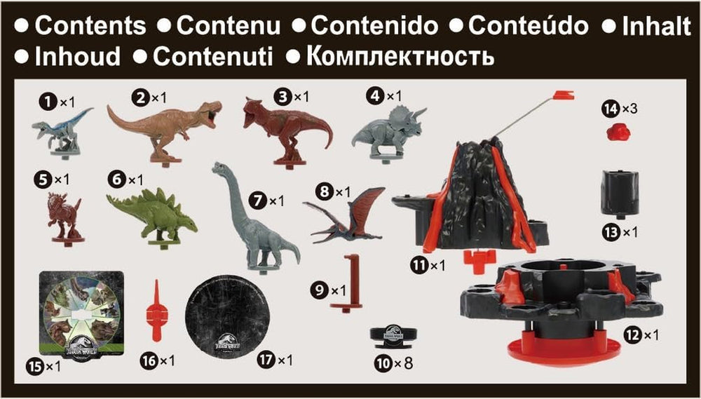 EPOCH Games - Jurassic World Shaky Volcano, 7509, Dinosaurier Spielzeug, Brettspiel für Kinder ab 4 Jahren