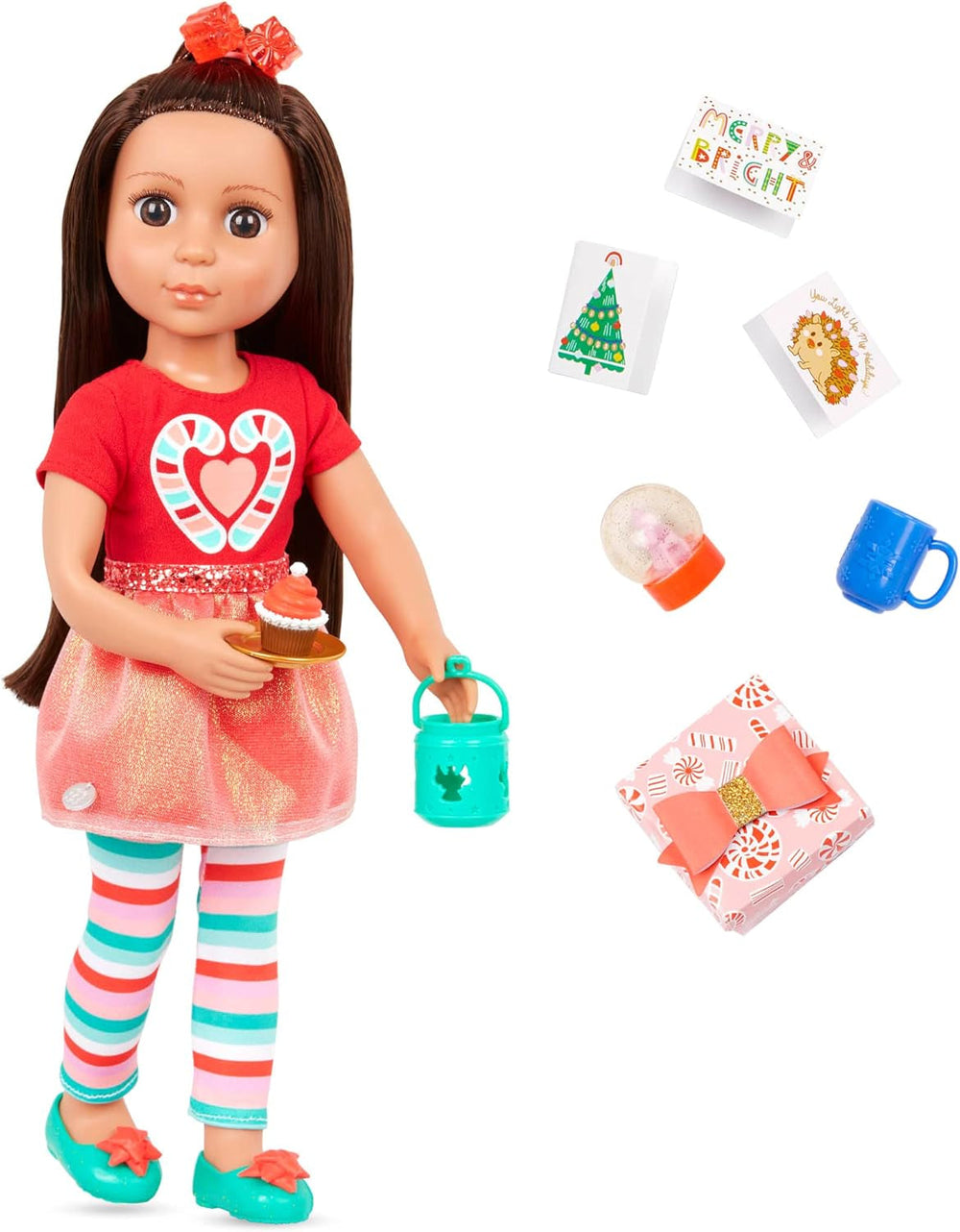 Glitter Girls - Cicely - 36 cm Geburtstagspuppe - Regenbogen Herz Kleid, Geburtstag Hut, Kuchen, Ballon - Poseable Arme & Beine - Rote Haare und grüne Augen - 3 Jahre +