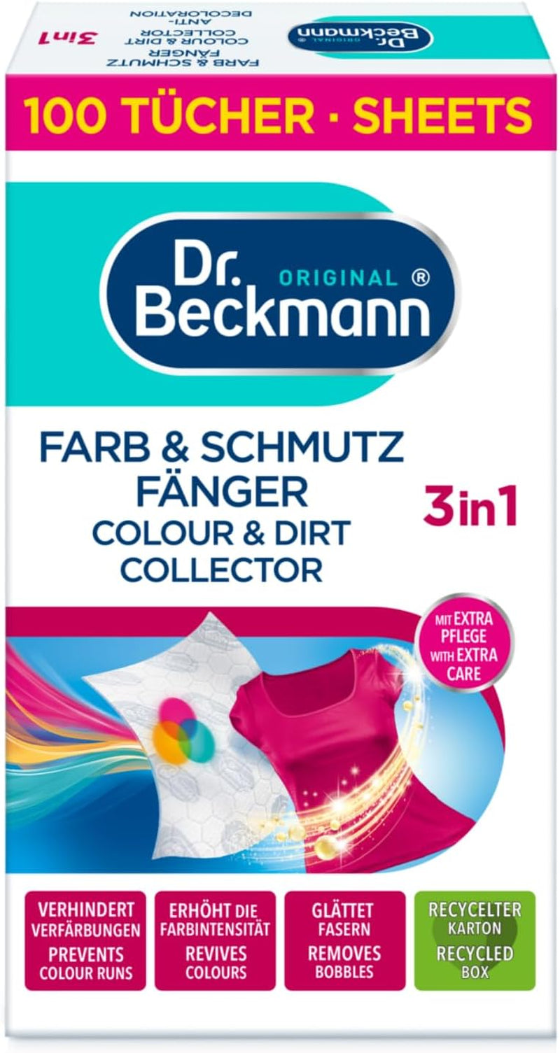 Dr. Beckmann Farb- und Schmutzfänger Advanced| Langanhaltender Farbschutz| Mit Mikrofaser und farbfangenden Molekülen für Glanz | 100 Naty Shop-Tücher