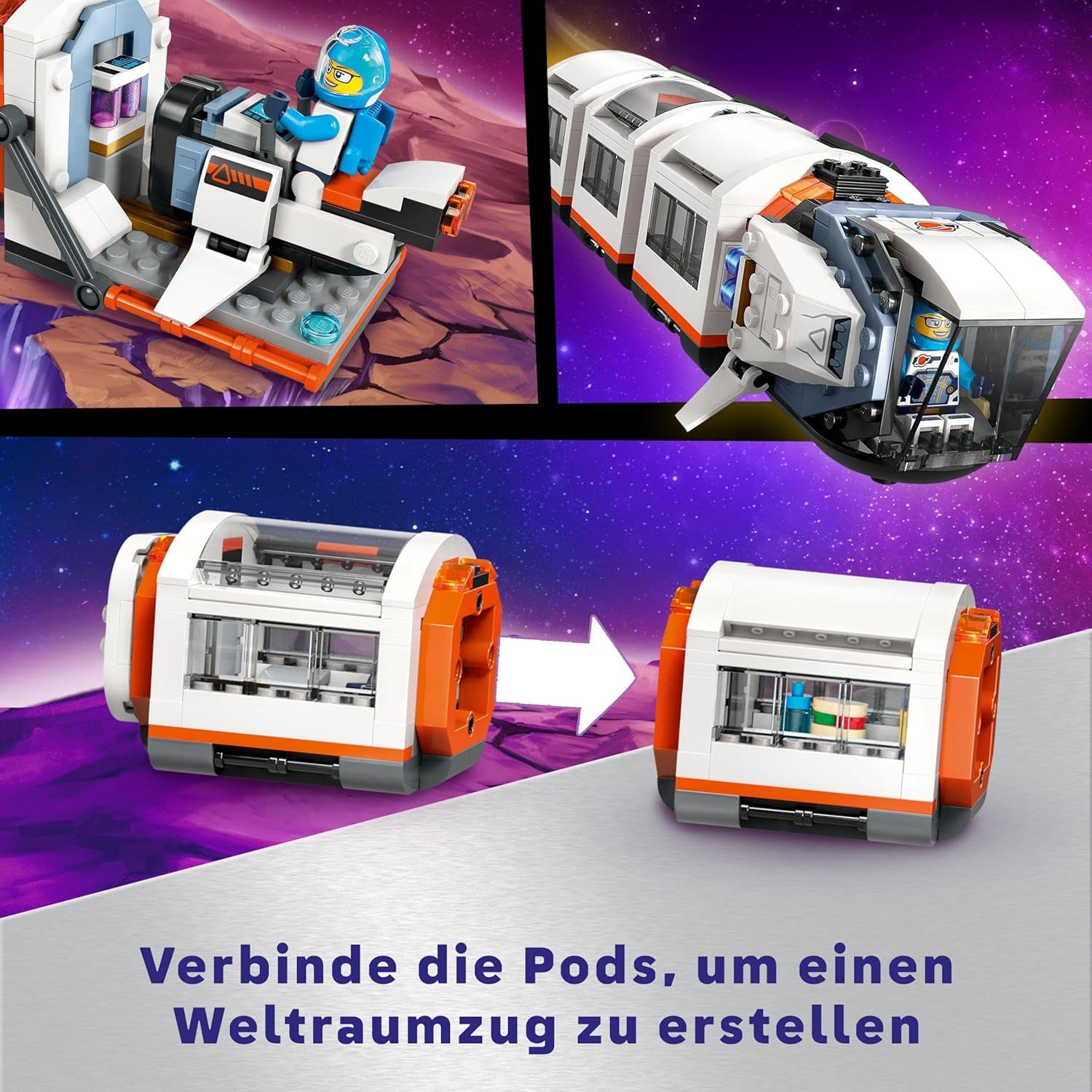 Stație spațială modulară LEGO City Space, model de navă spațială cu vehicule spațiale, cadou pentru copii, băieți și fete de la 7 ani, stație de cercetare modulară cu 6 figurine de astronauți 60433 Seturi de constructie Besuche den LEGO-Store