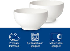 Villeroy & Boch - Set de 2 boluri pentru cereale For Me, alb, potrivit pentru mașina de spălat vase, potrivit pentru cuptorul cu microunde, boluri mici pentru 2 persoane, boluri, boluri pentru cereale, gustări sau sosuri, farfurie, porțelan premium