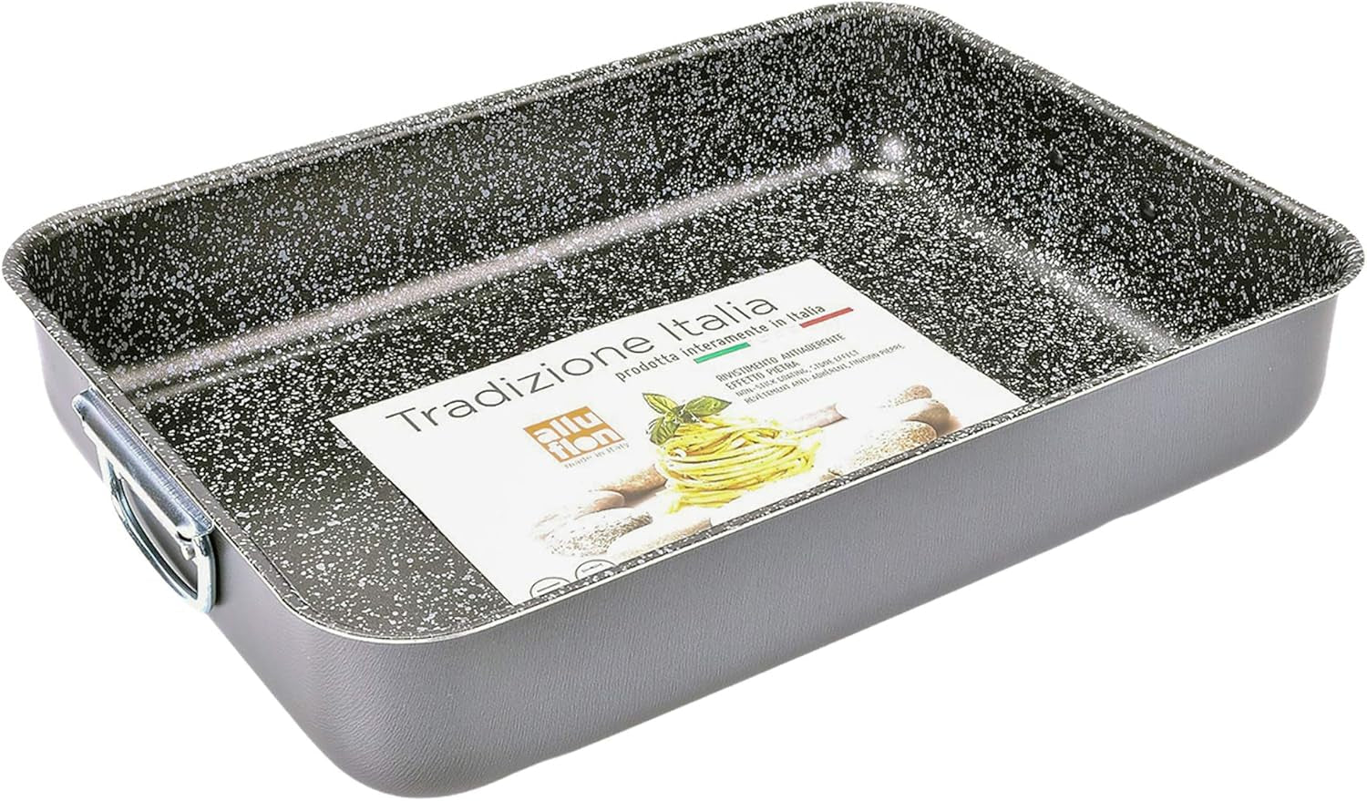 Alluflon Tradition Italy Lasagneform, Aluminium, schwarz, 35 x 25 cm Backformen und Tabletts Naty Shop
