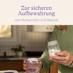 Lansinoh Muttermilchflaschen, 4 X 160 ml – Zur sicheren Muttermilch-Ausstellung – Neues kompaktes Design für verbesserte Stabilität – mit stapelbarem Deckel