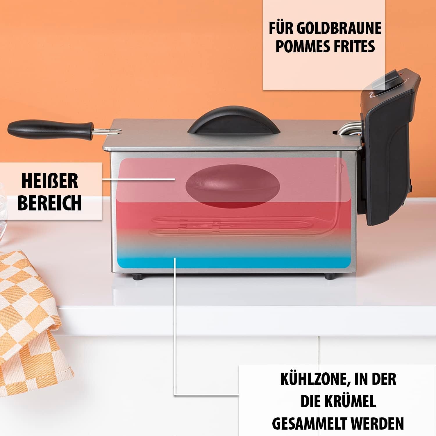 Tristar Ölfritteuse FR-6935, 2000 Watt, 3 Liter, Thermostat, Kaltzone, 3-4 Personen, Metallgeräte Naty Shop