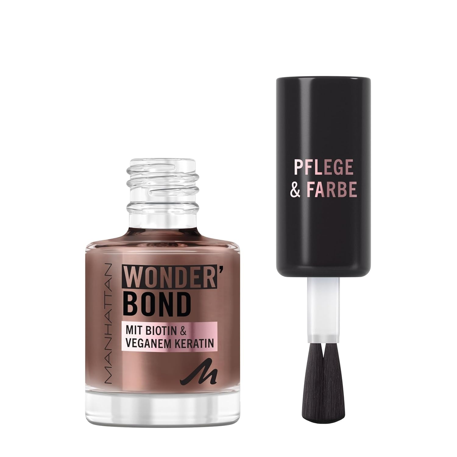 Oja MANHATTAN Wonder'Bond Color & Care, vegană și fără cruzime, formulă modulabilă cu biotină și keratină vegană, ușor de aplicat, nuanța 003 Slip Dress, 12 ml