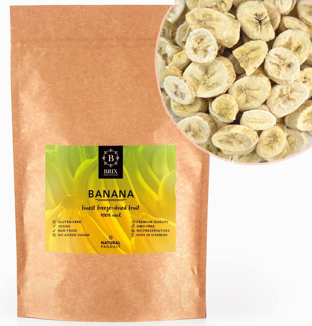 BRIX banane liofilizate | Banane naturale, uscate 140 g | Premiul Great Taste pentru fructe uscate, uscate | Fără OMG, fără gluten, vegan, vitamine conservate Produse deshidratate Naty Shop Titlu implicit