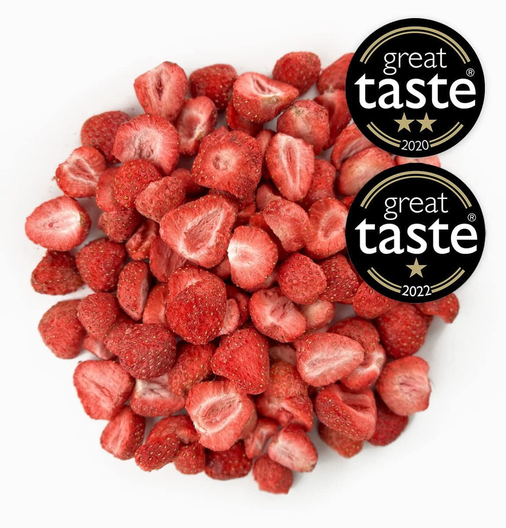BRIX căpșuni liofilizate | Căpșuni naturale 75 g | Great Taste Award pentru fructe uscate, liofilizate | Fără OMG, fără gluten, vegan, vitamine reținute Produse deshidratate Naty Shop
