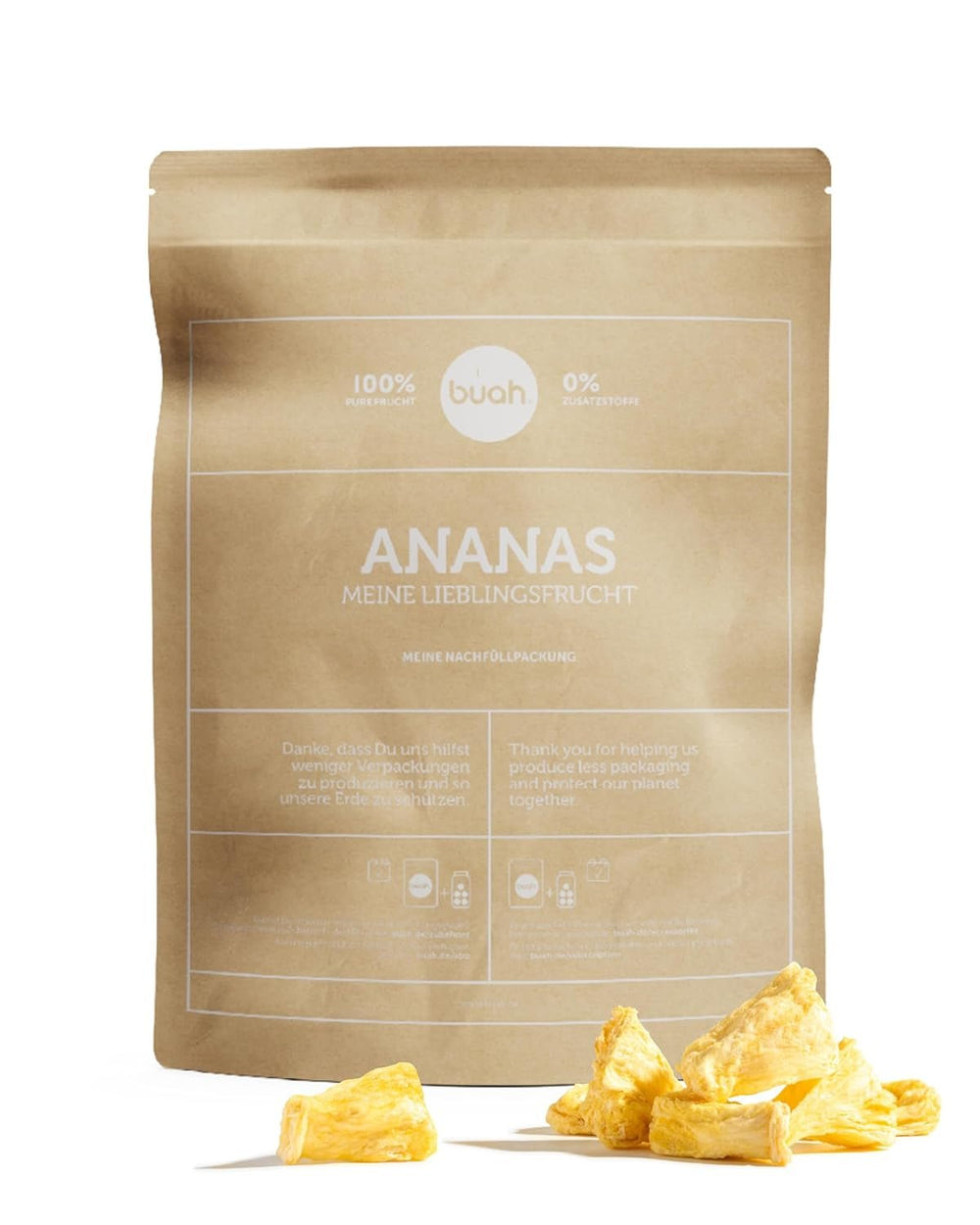 BUAH® Ananas liofilizat | Chipsuri cu ananas ca gustare sau pentru muesli și deserturi | Înlocuitor ideal pentru dulciuri | Vegan și fără zahăr adăugat | 100% fructe liofilizate | 200 g Produse deshidratate Naty Shop 373 G