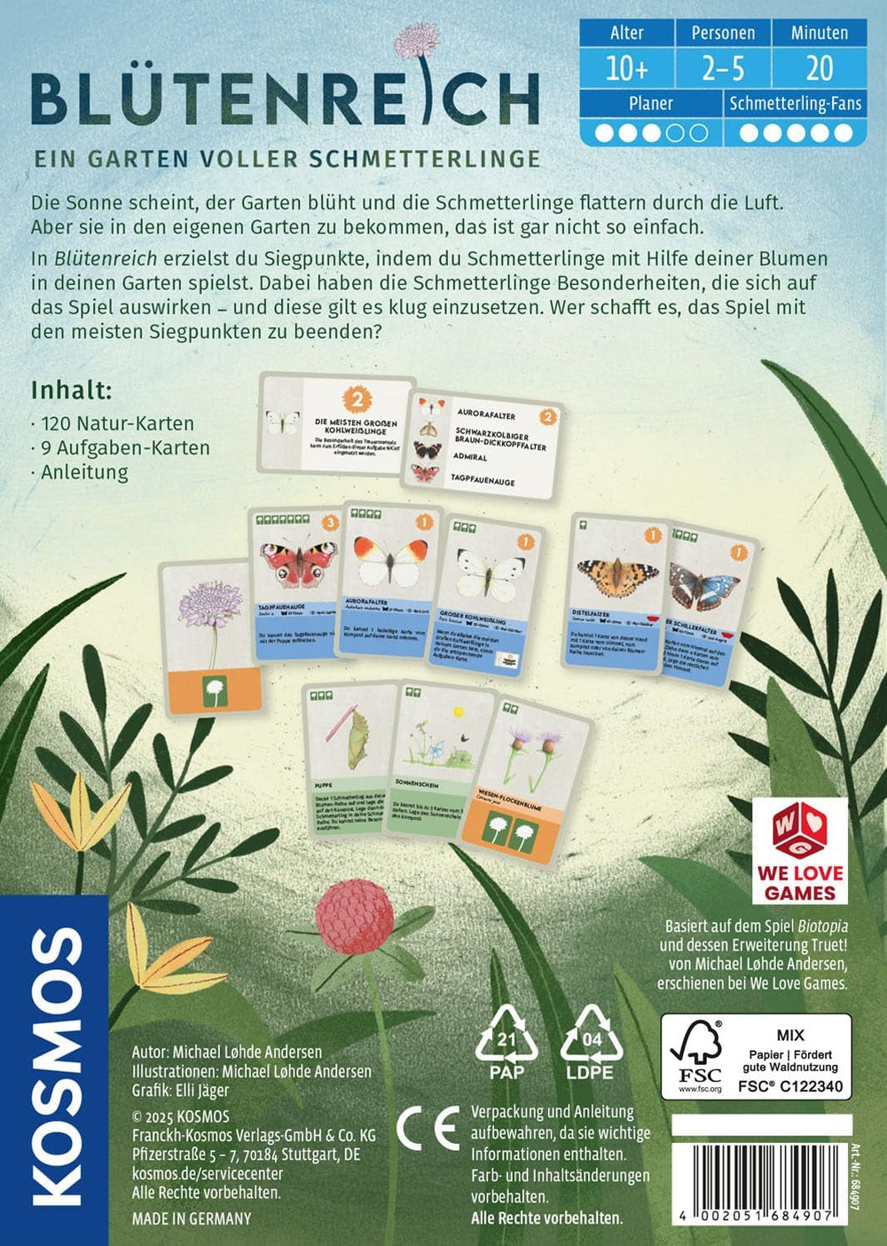 Kosmos 6848907 Regatul Florilor - O Grădină Plină de Fluturi, Joc de cărți pentru Familii cu Vârste de 10 Ani și peste, pentru 2-5 Jucători