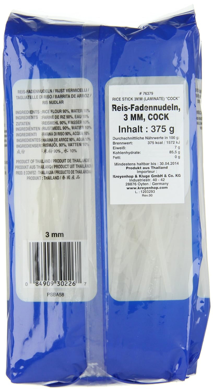 Hahnreisnudeln, 3 mm, Güteklasse 1 (1 Packung x 375 g)