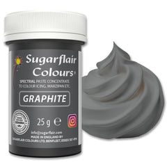 Pastă de colorant alimentar Sugarflair Grafit, colorant alimentar spectral concentrat pentru cremă de unt, pastă de zahăr, glazură, mixuri pentru prăjituri, macarons și multe altele! - 25g