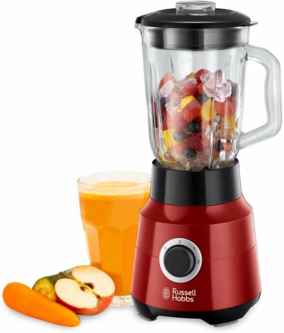 Russell Hobbs Standmixer [1.5L Glasbehälter] Desire Rot (Starker 0.9PS Motor, Impuls-/Ice-Crush-Funktion, Edelstahlmesser, Bpa-Frei Mixer, Elektrischer Zerkleinerer, Smoothie-Maker) 24720-56 Mutter und Kind Naty Shop