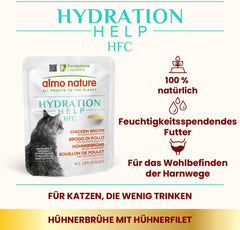 Hrană umedă pentru pisici almo nature HFC Hydration Help – Supă de pui și file de pui – Potrivită pentru uz uman, fără gluten, monoproteină, 50 g, 24 bucăți, 1,2 kg