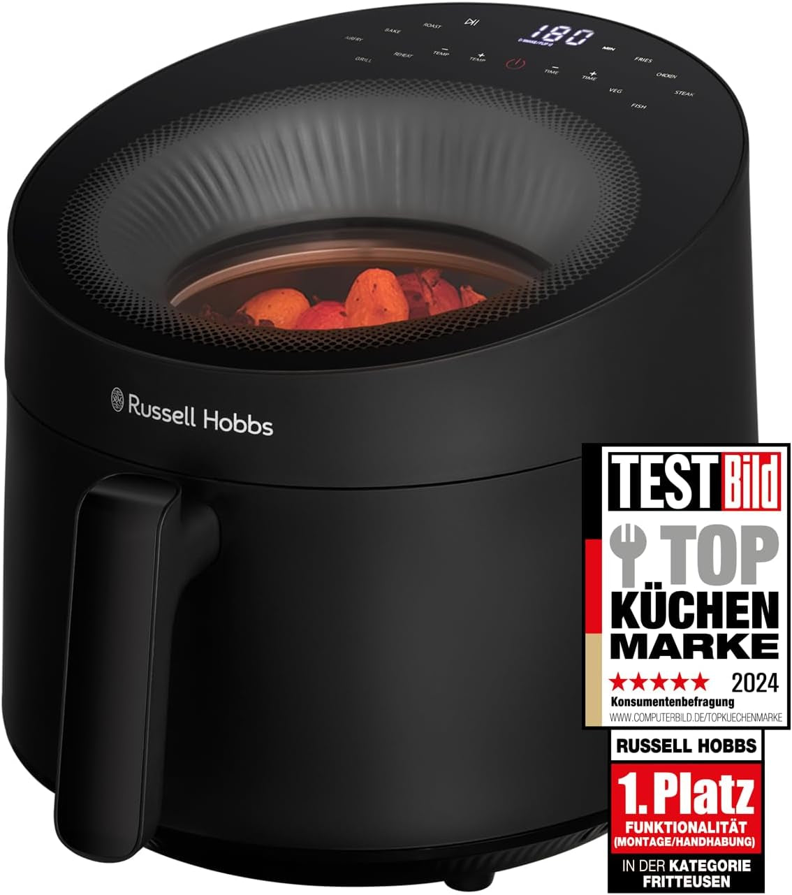 Russell Hobbs Airfryer, 5 Liter, 10 Programme, Sichtfenster Naty Shop Appliances Schwarz