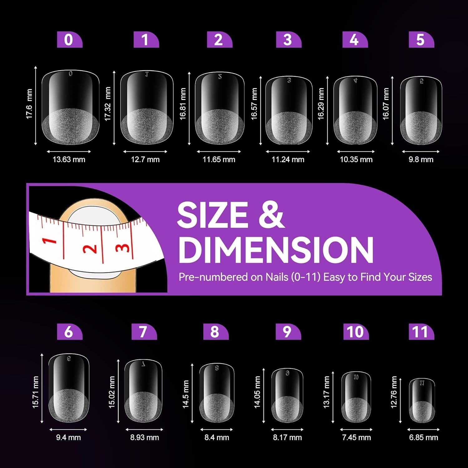 Gelike EC Tipuri de Unghii Pătrate Extra Scurte - Acoperire Completă, Tipuri de Unghii Scurte XS, Tipuri de Unghii Moi cu Gel, Tipuri de Unghii Artificiale din Rășină PMMA Pre-Lustruite pentru Femei, Salon, 120 Bucăți, 12 Mărimi