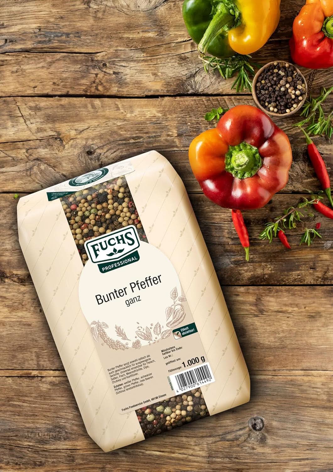 Fuchsfarbener ganzer Pfeffer, 1 kg Condimente Naty Shop