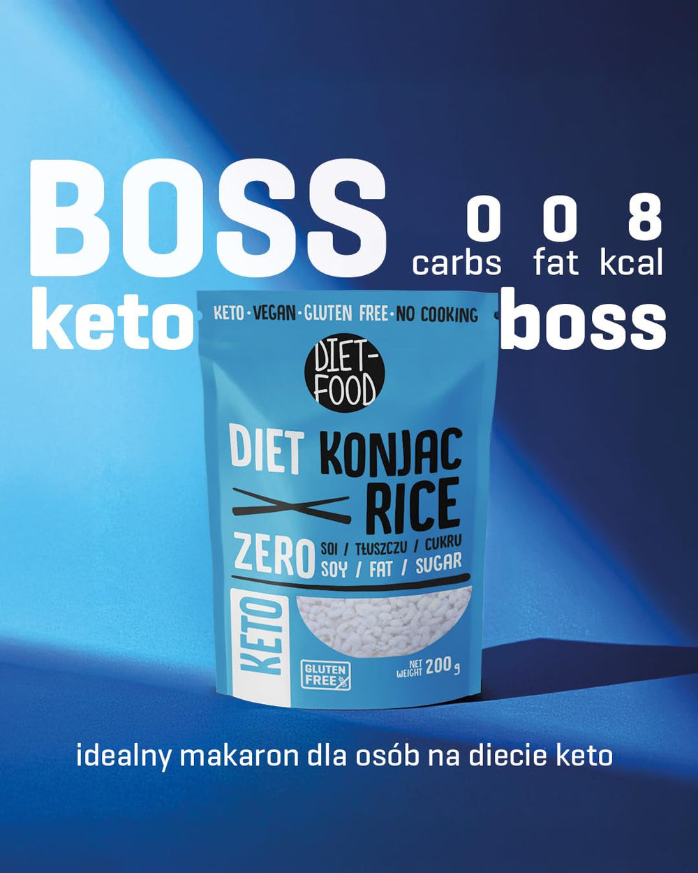 DIET-FOOD Orez instant Shirataki Konjac, conținut scăzut de carbohidrați, calorii scăzute, vegan, fără grăsimi, fără soia, fără gluten, keto-friendly, tăiței de orez pentru slăbit, 200 de grame