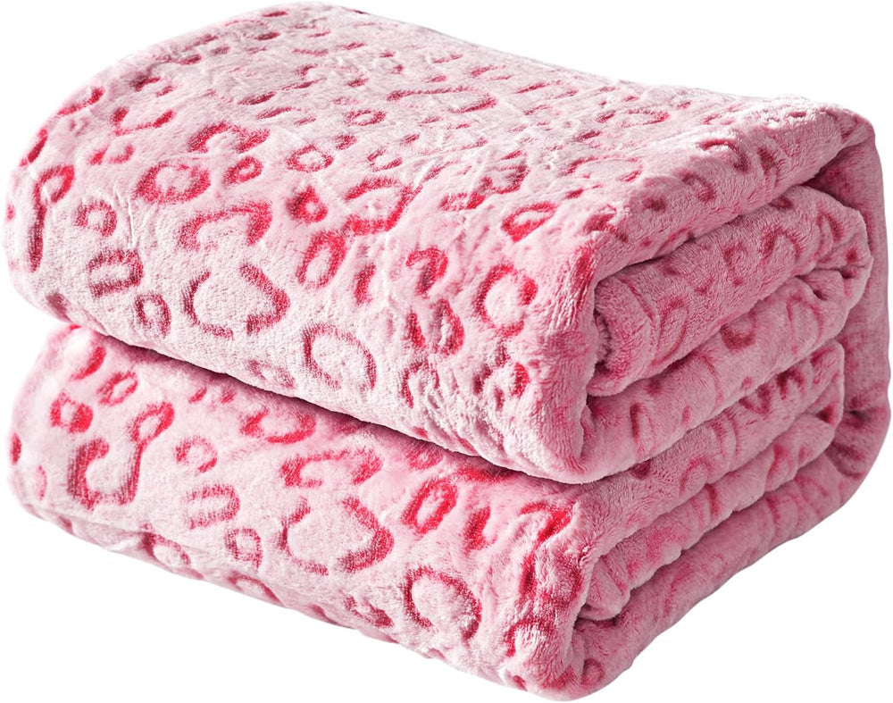 FY FIBER HOUSE flanel fleece throw, pătură din microfibră cu imprimare 3D ghepard, 228 X 274 cm, violet Plapumi si pilote Naty Shop Roz 50 "X60"