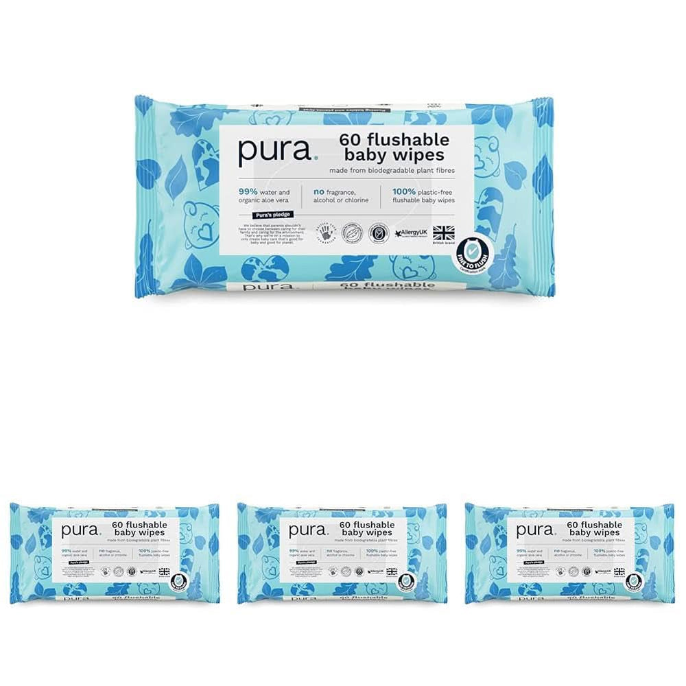 Umweltfreundliche Babytücher, 99 % Wasser, plastikfrei, biologisch abbaubar, empfindliche Ekzem-Feuchttücher für Neugeborene, Naty Shop, 4 x 70 Einwegtücher