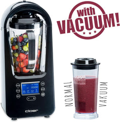 Cloer 6980 Vakuum Standmixer / 800 Watt / 21.000 U/Min. / inkl. Vorratsbehälter/Vakuumventil/Automatikprogramme/Eis-Crush-Funktion/Reinigungsfunktion/Schwarz, 1500 Milliliter Kitchen Naty Shop