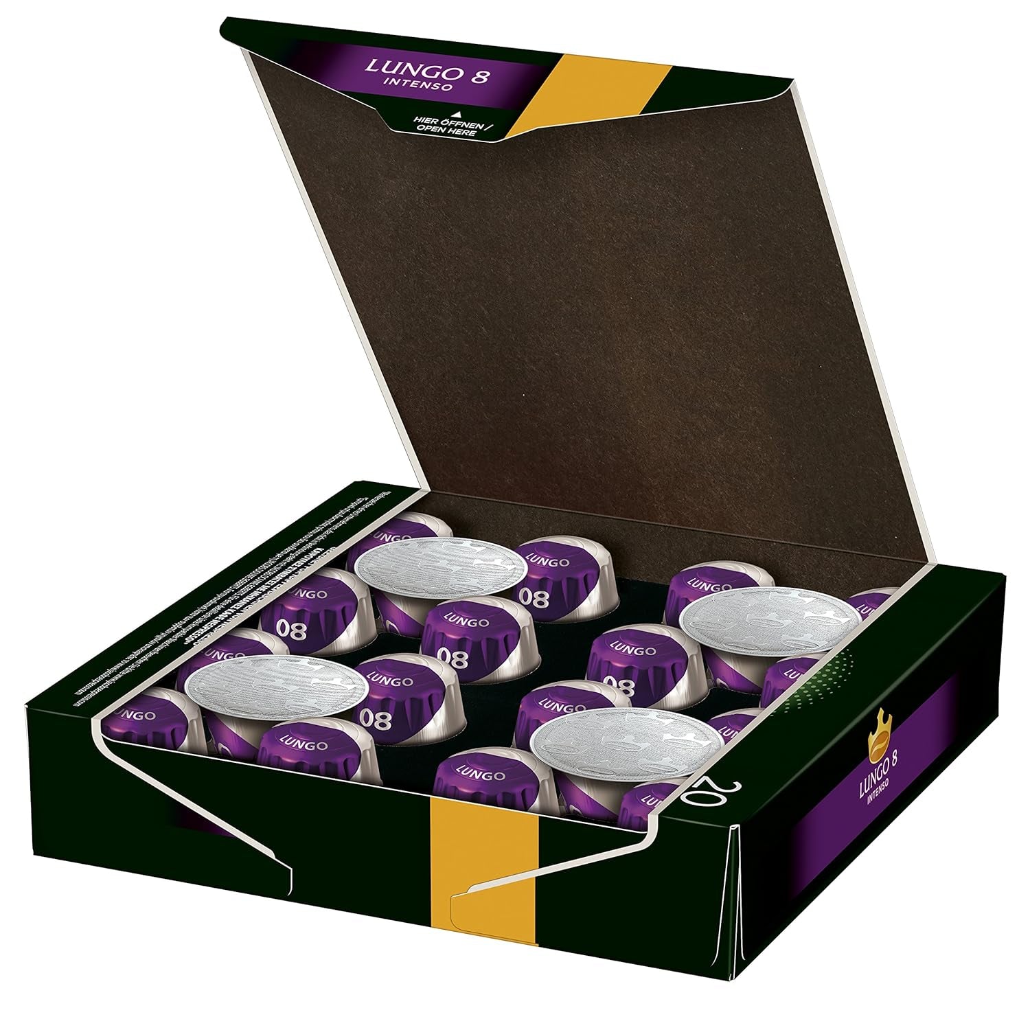 Kaffeekapseln Lungo Intenso, Intensität 8 von 12, 200 Nespresso®* kompatible Kapseln, 10 x 20 Getränke & Kapseln Lungo Intenso, Intensität 8, 100 Nespresso®* 10er Pack, 10 x 10 Getränke