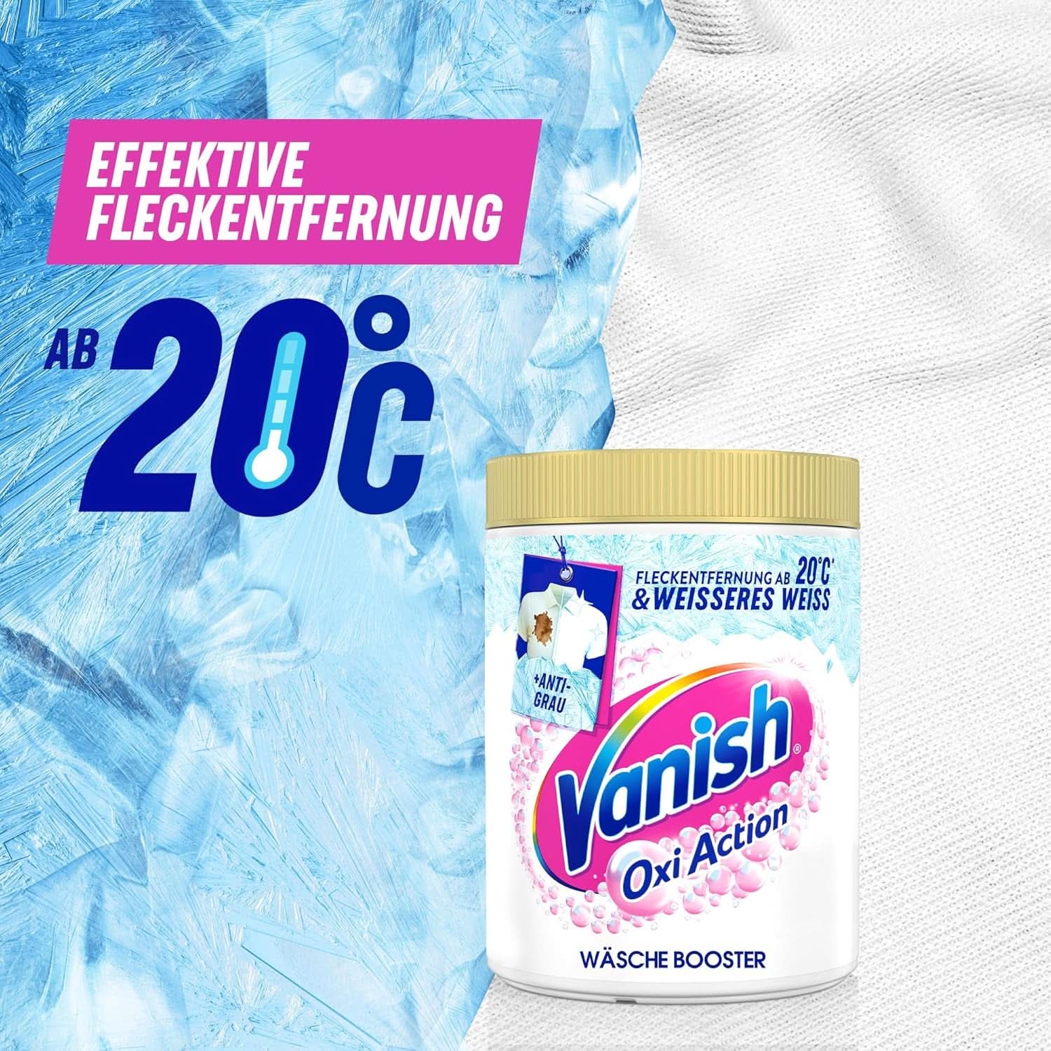 Vanish Oxi Action Powerwhite Powder - 1 X 1,125 Kg - pudră de îndepărtare a petelor și de îmbunătățire a rufelor fără clor - pentru rufe albe Detergenti Rufe Naty Shop