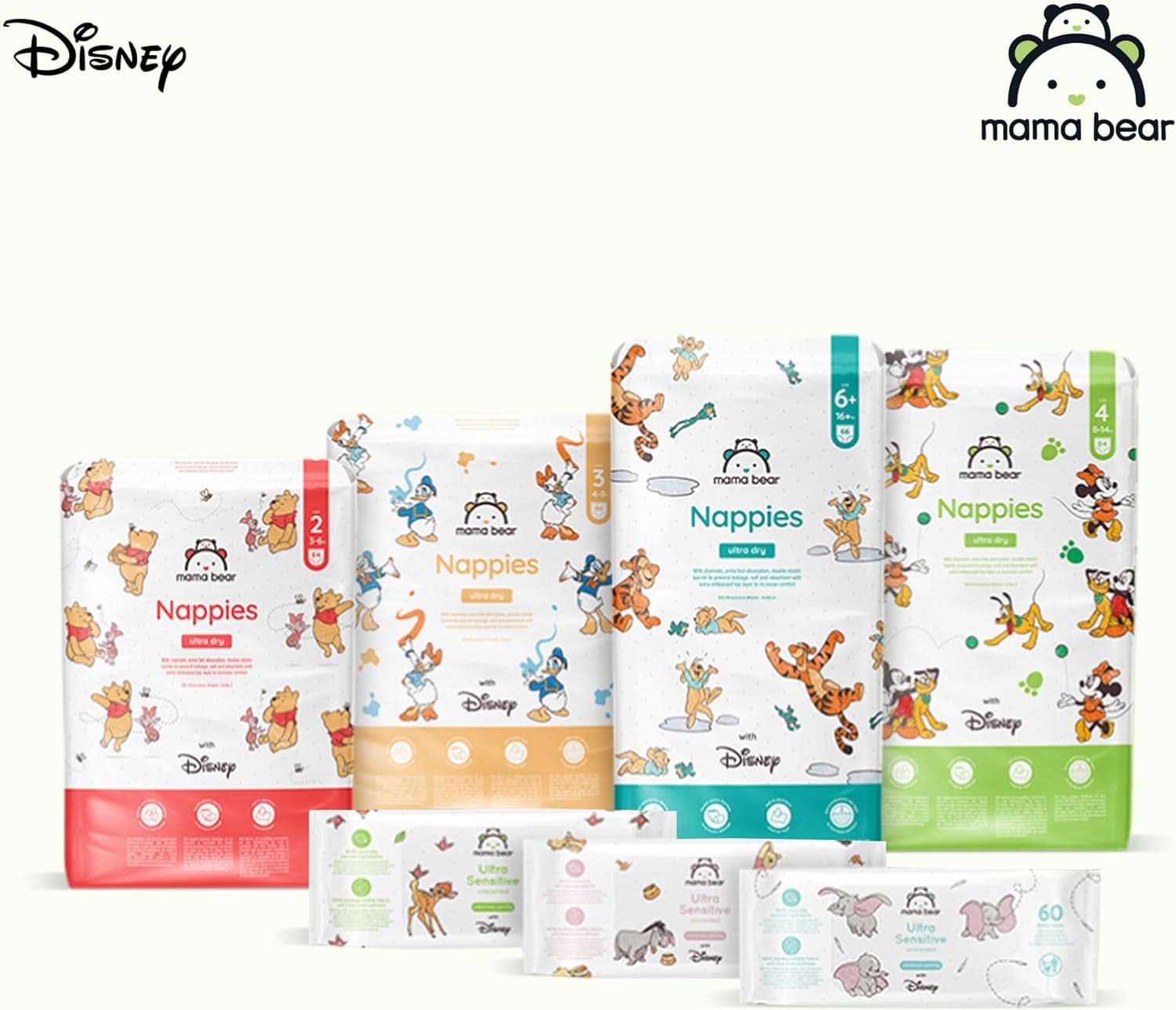 Scutece Mama Bear Disney Ultra Dry mărimea 4 (8-14 kg), alb, 84 bucăți (1 pachet) Naty Shop