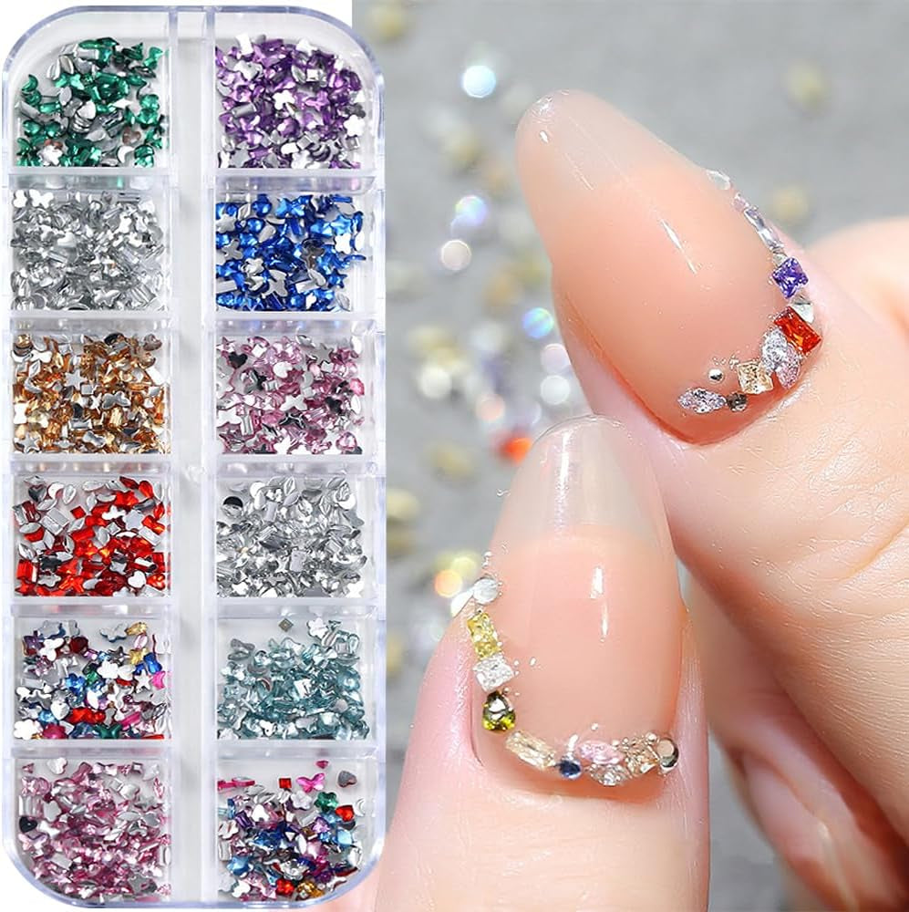 2000Pcs Bunte Strasssteine Nägel Glitzersteine Nail Charms Nailart Edelsteine Nagel Steine Glitzer Steine Nagel Charms Nägel Zubehör Kristalle Diamant Nageldesign Strass Nail Art Rhinestones Nail Gems