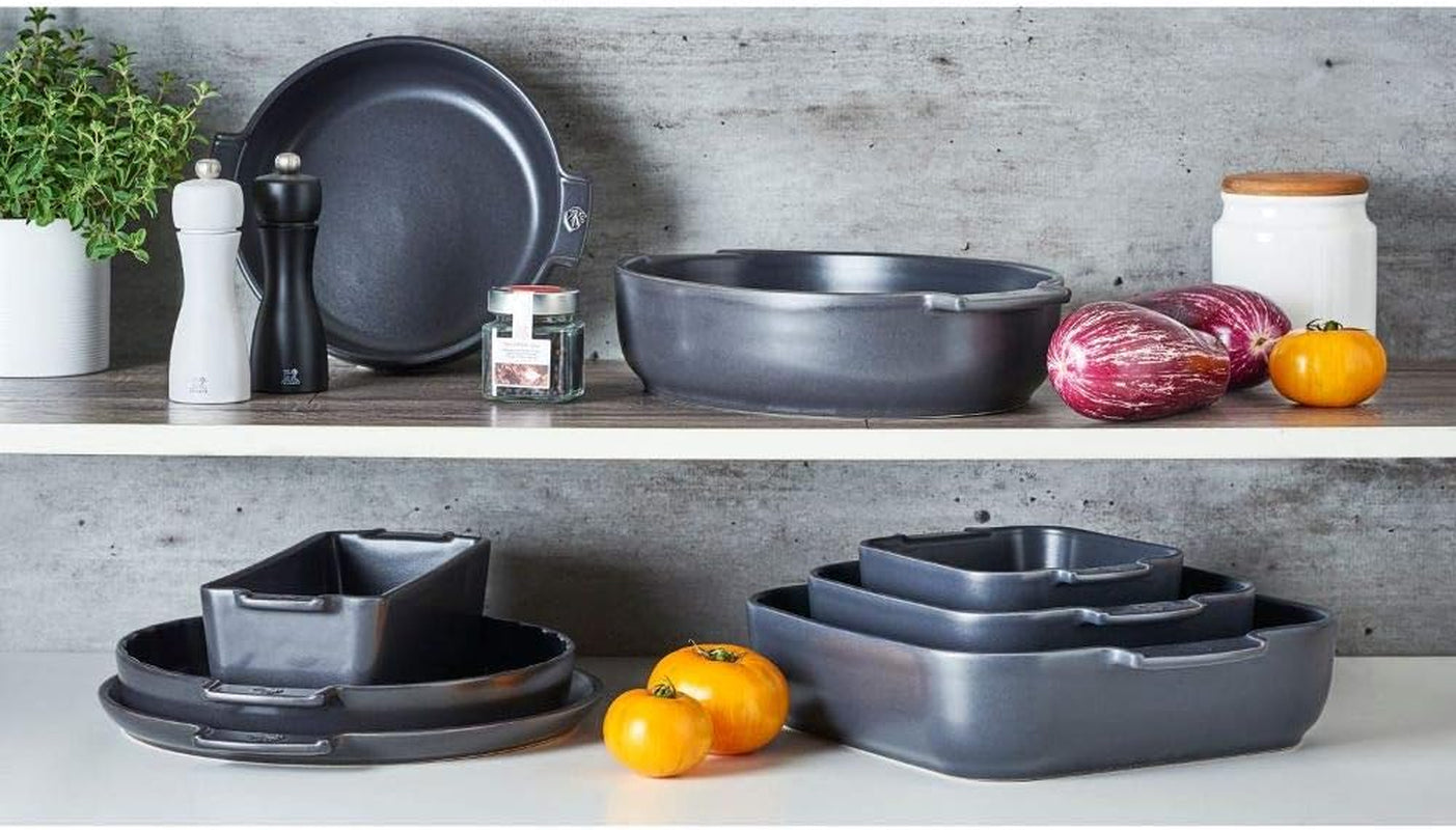 Peugeot Appolia Rechteckige Auflaufform Mit Griffen, Keramik, Schiefer / Grau, 8,3X40,5X27,2 Cm, Fassungsvermögen: Ca. 4 L, 60022 Matrite si tavi pentru copt Naty Shop