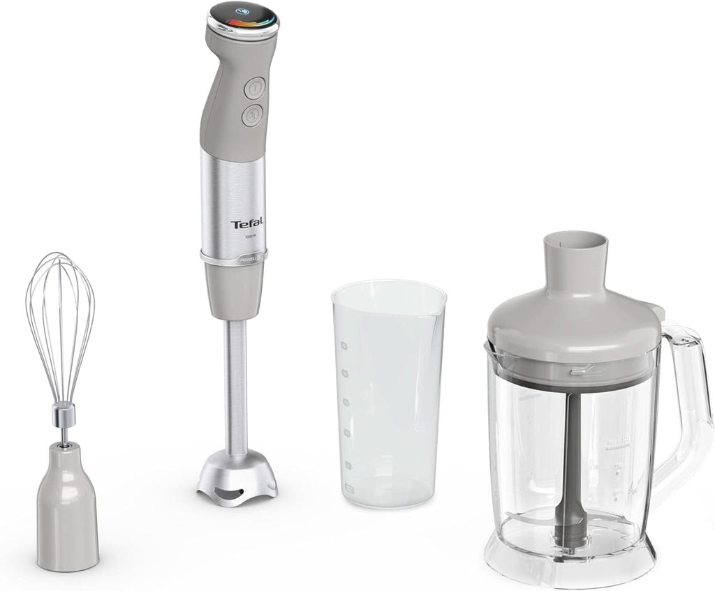 Tefal Quickchef+ 3-In-1 XL Stabmixer/Zerkleinerer/Schneebesen, 1000 W, Intuitive Geschwindigkeitsregelung, Turbo-Taste, Powelix-Messer-Technologie, Edelstahl, Grau, HB67MB30 Bucatarie Naty Shop