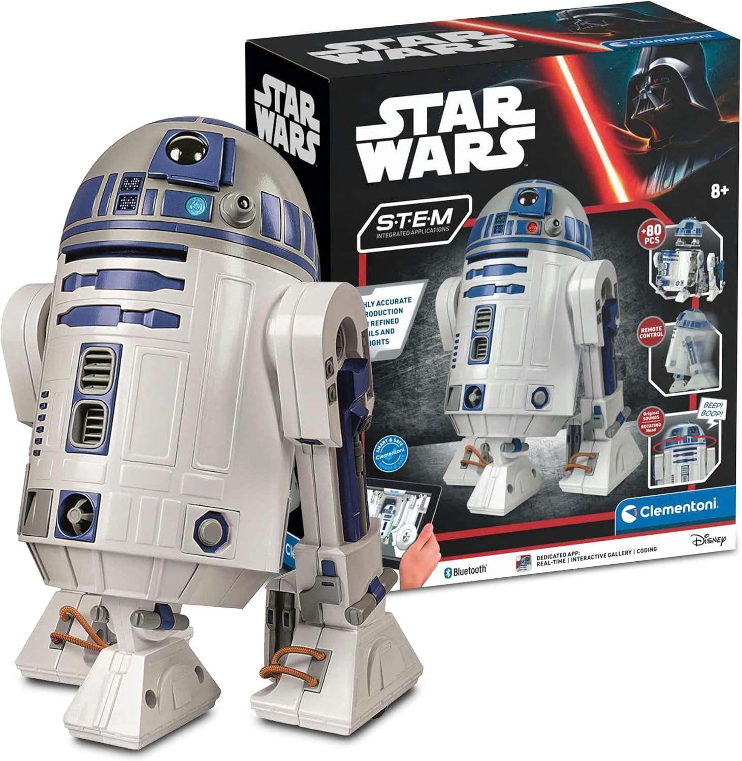 Clementoni Star Wars R2-D2 Roboter - Bausatz mit über 50 Teilen für Kinder ab 8 Jahren - Inkl. App zur Programmierung - Lernspielzeug mit Mint-Ansatz - 59457
