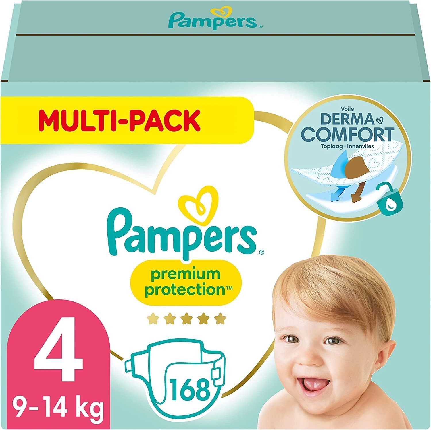 Pampers Premium Protection mărimea 6, 144 scutece, 13 kg-18 kg, protecția noastră numărul 1 împotriva pielii și scurgerilor
