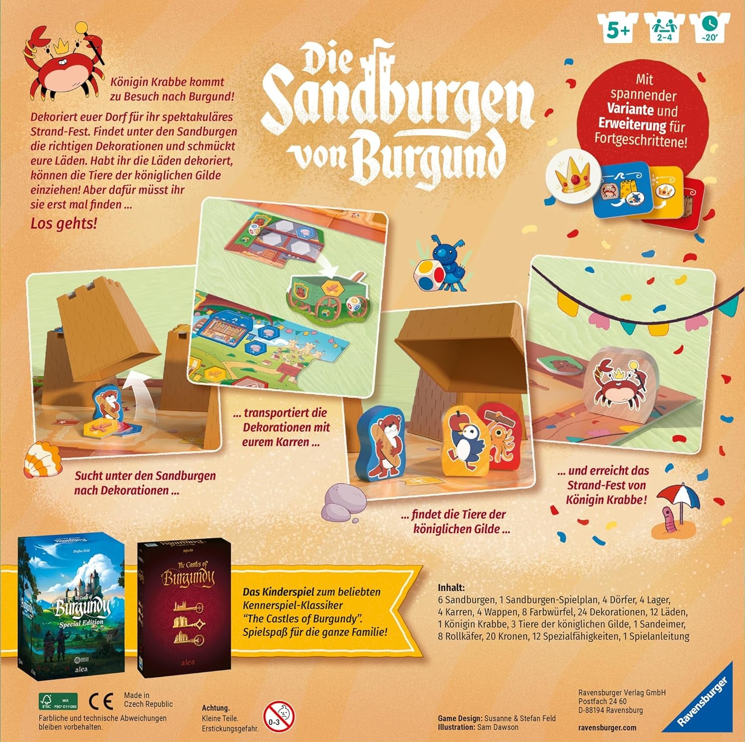 Ravensburger 24687 Burgundy Sandcastles – Spiel für Kinder ab 5 Jahren, für 2–4 Spieler