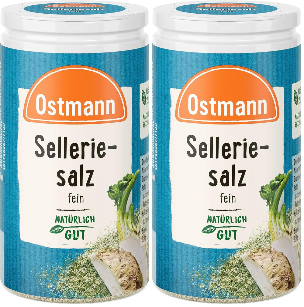 Ostmann Gewürze - Selleriesalz | Zum Verfeinern zahlreicher herzhafter Gerichte | Recyclebare, nachfüllbare Streudose | 50 g im Streuer