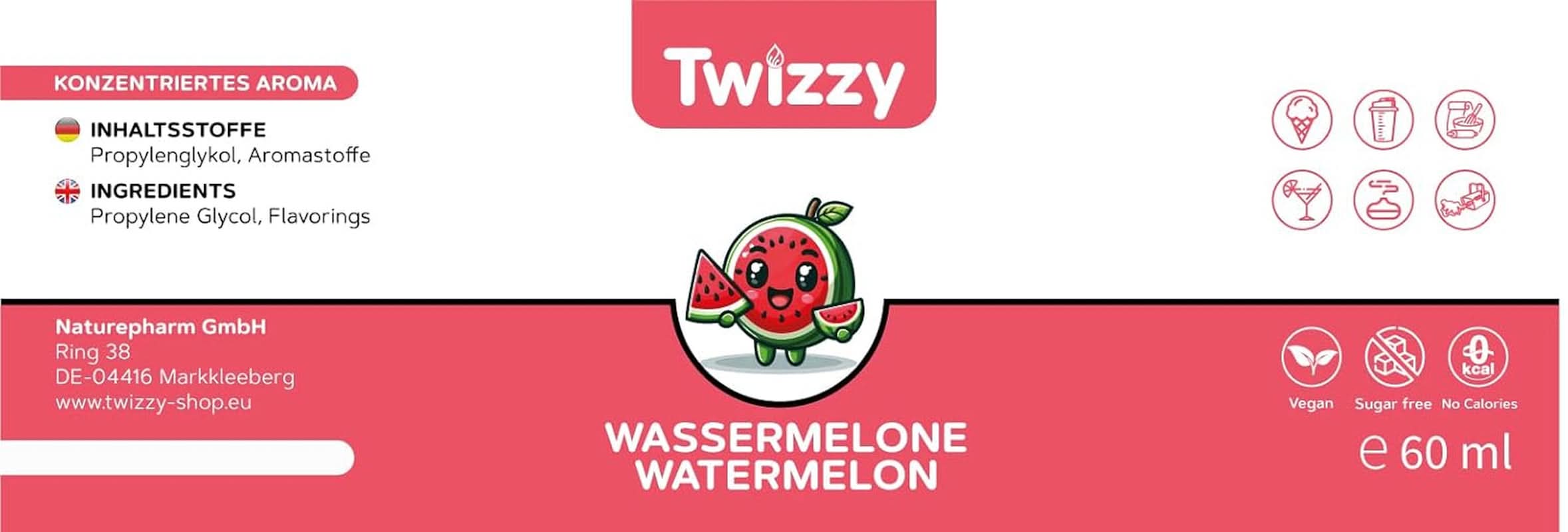 Twizzy Watermelon, Lebensmittelaroma – 60 ml – Intensives Aroma Arome Naty Shop