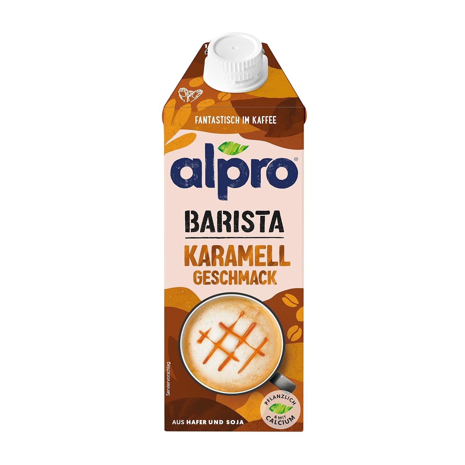Alpro Barista Karamell – Zum Aufschäumen – Von Natur aus laktosefrei – 8 x 750 ml – Haltbar