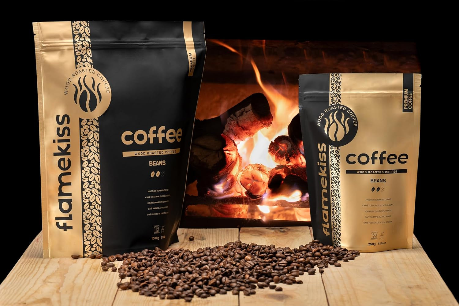 Boabe de cafea 250g – Boabe de espresso Arabica și Robusta de înaltă calitate, prăjite manual în lemn, pentru gustul plin și aromat al boabelor de cafea
