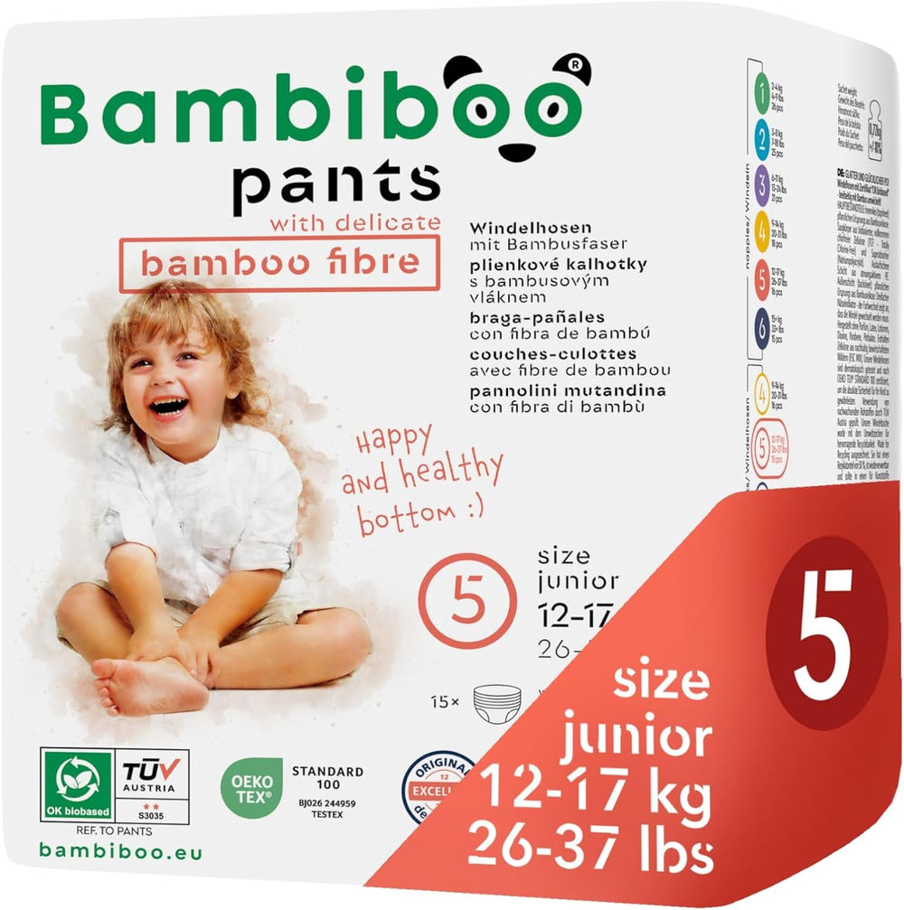 Scutece de unică folosință Bambiboo, prietenoase cu pielea, cu fibre fine de bambus - Chiloți pentru scutece pentru bebeluși - Huse de scutece de unică folosință - Protecție pentru pielea sensibilă - Foarte absorbante - Mărimea 4 (Maxi), 16 bucăți
